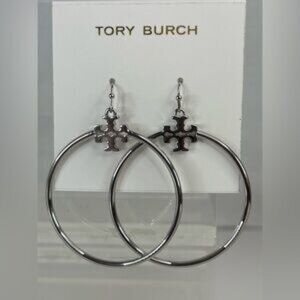 Tory Burch Metallic Logo Hoop Earrings